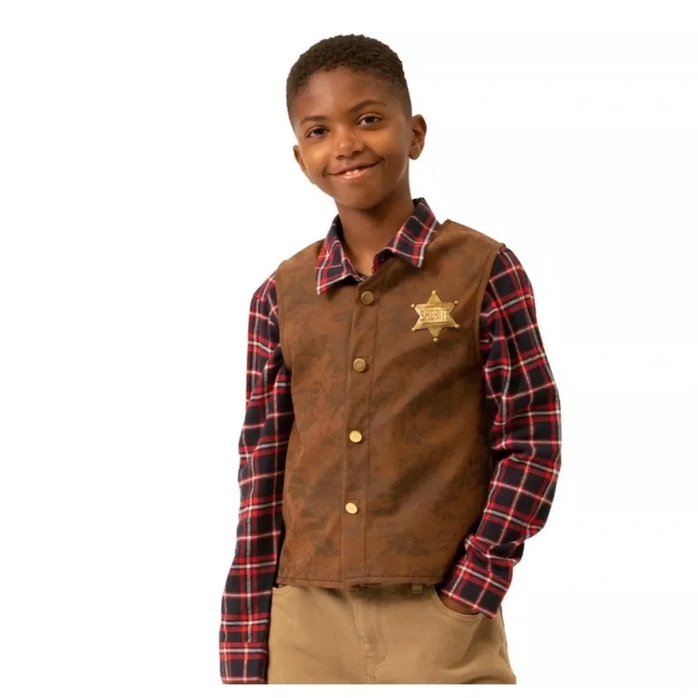 Kids Halloween Western Vest Costume Brown child L/XL